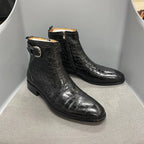 Men's Boots - Winter Block Ankle Boots - Leather