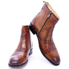 Men's Boots - Winter Block Ankle Boots - Leather