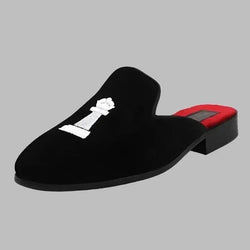 Unisex Velvet Chess Embroidery Slip-On Loafers - Guocali