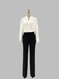 White Chiffon Women Blouse, V-neck