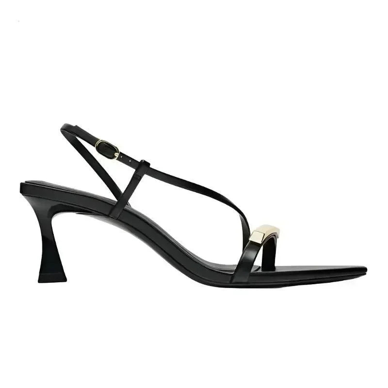 Women Black Ankle Strap Kitten Heels