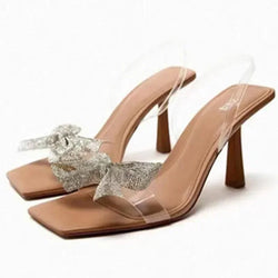 Women Bow Tie Block Heel Summer Sandals - Guocali