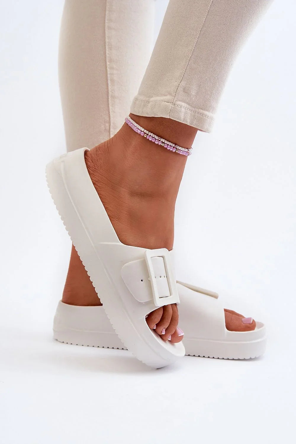 Women Buckle Platform Flip Flops