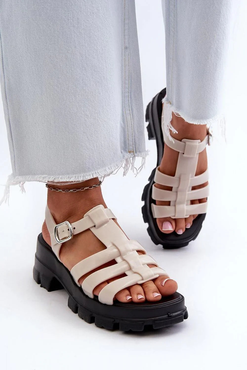 Women Caged Platform Vegan Sandals