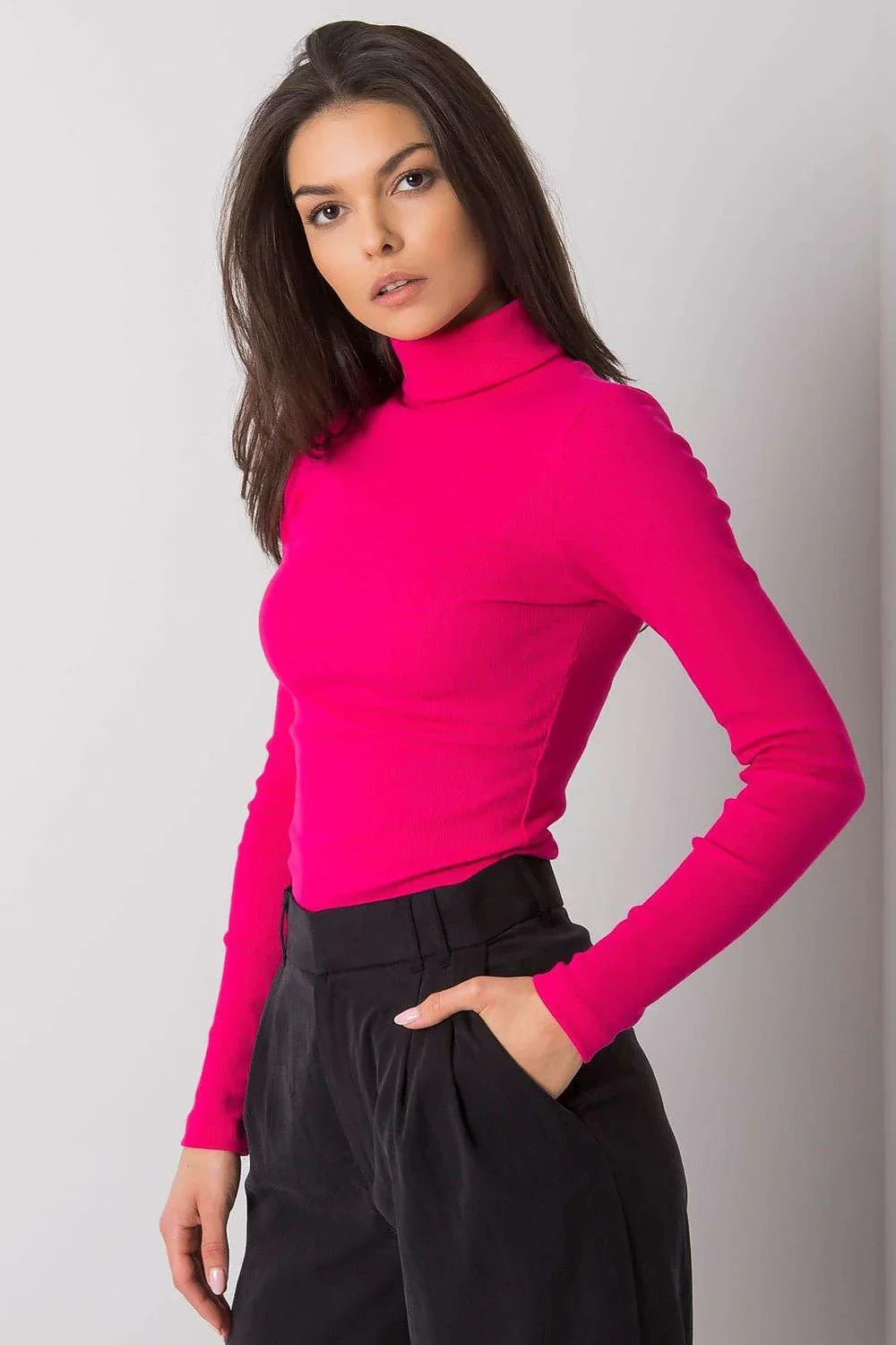 Women Fitted Cotton Turtleneck Sweater