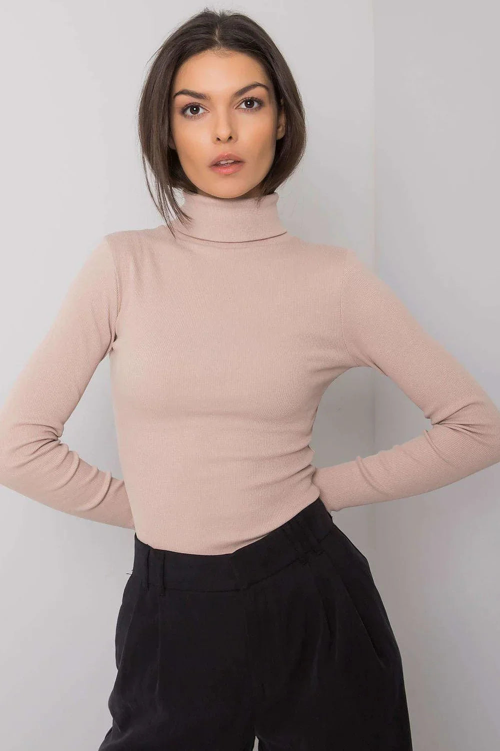 Women Fitted Cotton Turtleneck Sweater