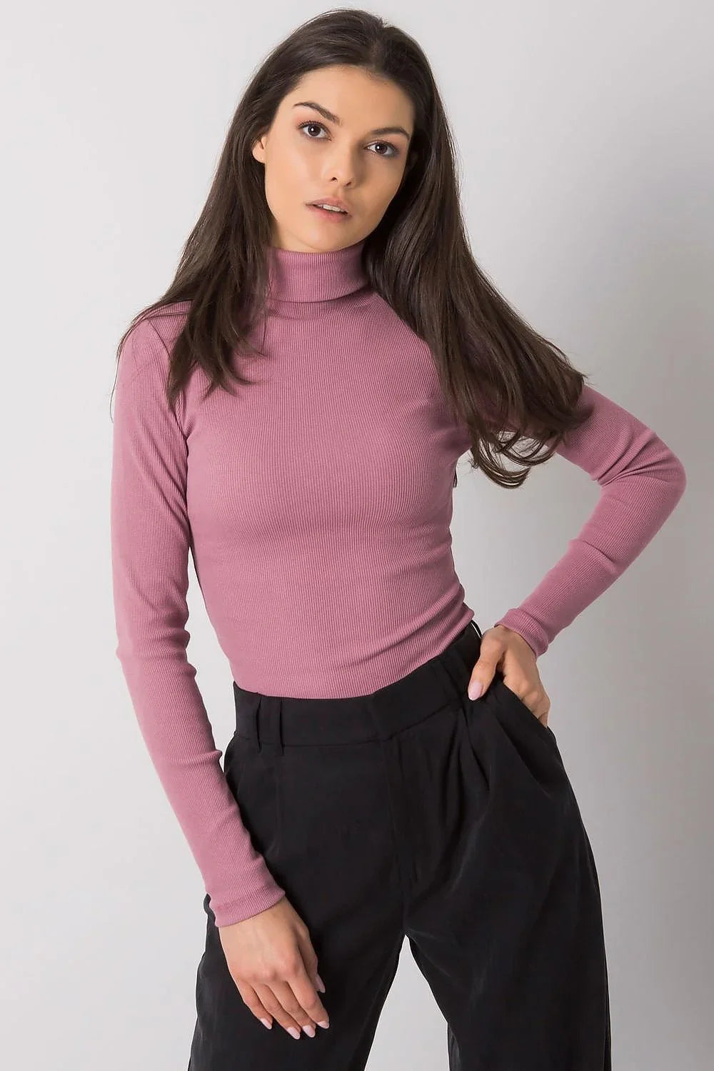 Women Fitted Cotton Turtleneck Sweater