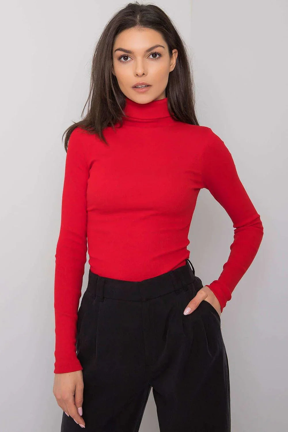 Women Fitted Cotton Turtleneck Sweater