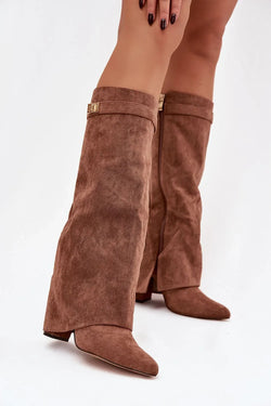 Women Heel Boots - High Block Shoes - Guocali