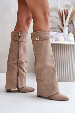 Women Heel Boots - High Block Shoes - Guocali