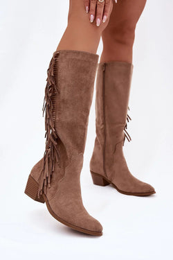 Women Heel Boots - Low Block Shoes - Guocali