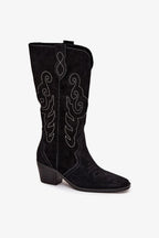 Women Heel Boots - Low Cuban Shoes