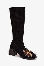 Women Heel Boots - Mid Block Shoes