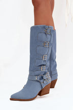 Women Heel Boots - Mid Block Shoes