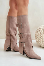 Women Heel Boots - Mid Block Shoes