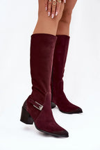 Women Heel Boots - Mid Block Shoes