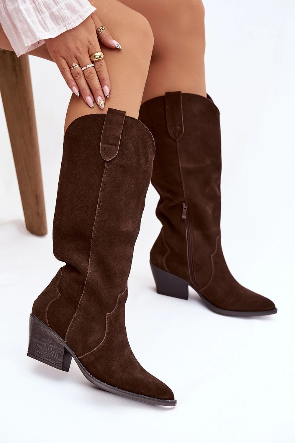 Women Heel Boots - Mid Tapered Shoes