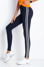 Women High Waist Striped Sporty Chic Leggings