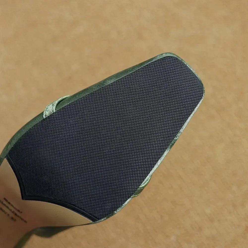 Women Leather Slingback Block Heel Sandals