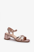 Women Low Block Heel Ankle Strap Sandals