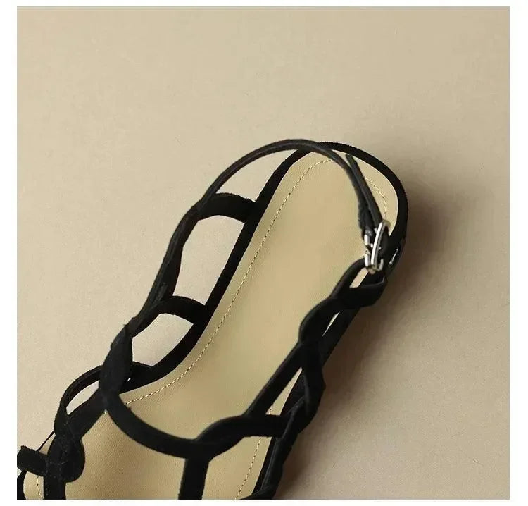 Women Narrow Band Gladiator Block Heel Sandals