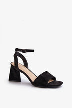 Women Square Toe Ankle Strap Heel Sandals