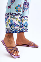 Women Square Toe Rhinestone Flip Flops