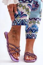 Women Square Toe Rhinestone Flip Flops