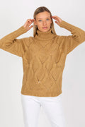Women Textured Hip-Length Turtleneck Sweater