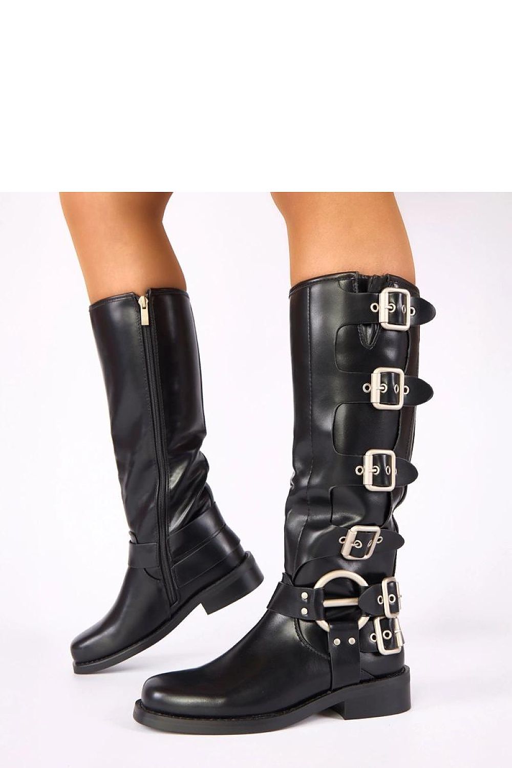 Women Thigh High Boots - Flat Block Shoes