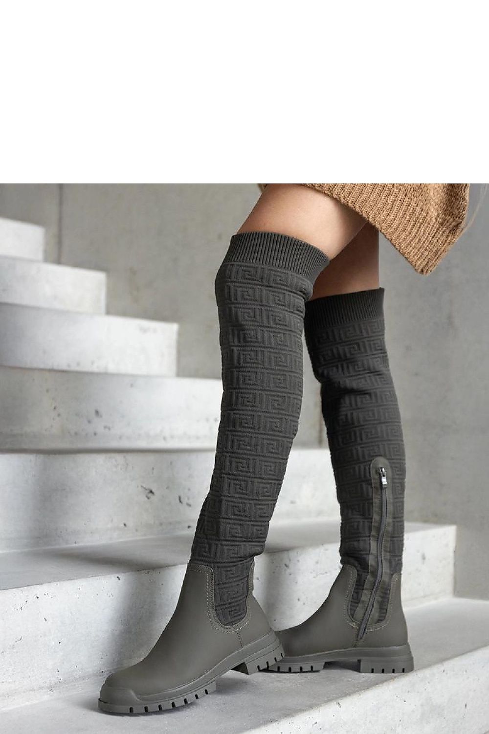 Women Thigh High Boots - Low Block Shoes