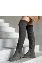 Women Thigh High Boots - Low Block Shoes