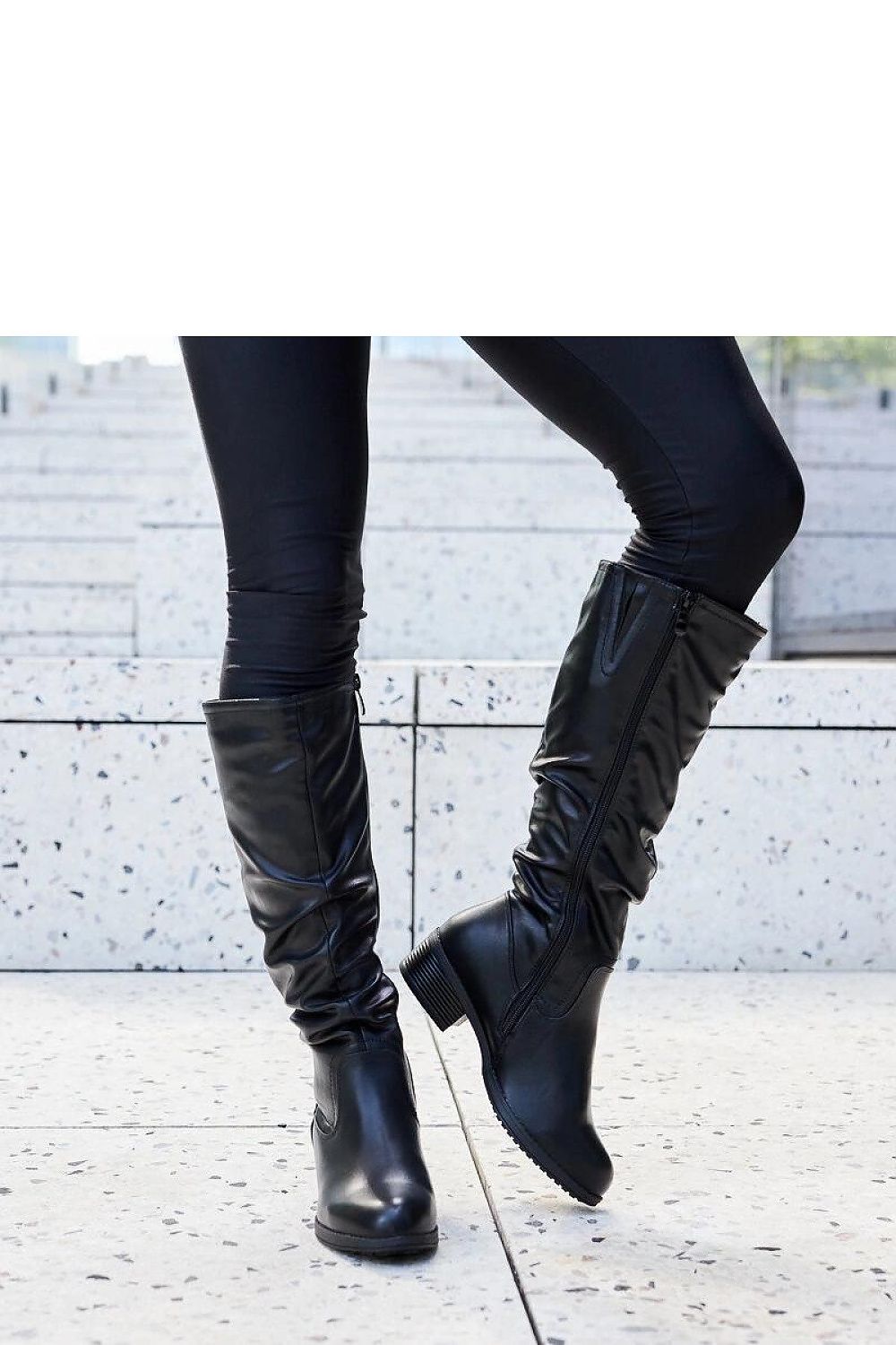 Women Thigh High Boots - Low Block Shoes
