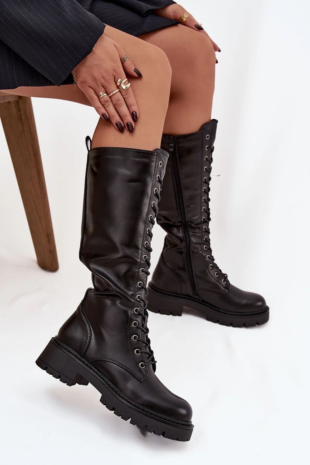 Women Thigh High Boots - Low Block Shoes