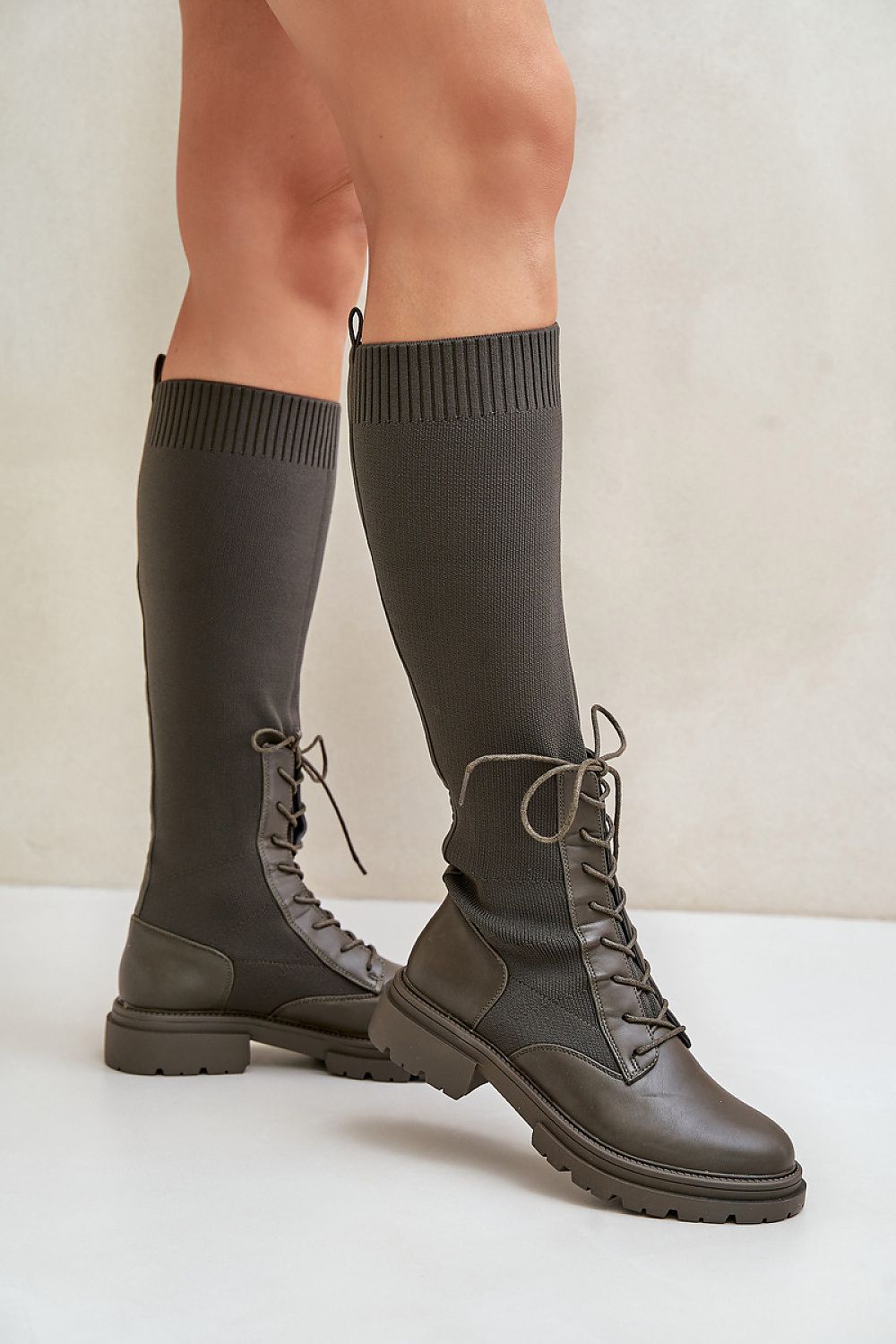 Women Thigh High Boots - Low Block Shoes