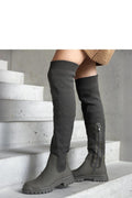 Women Thigh High Boots - Low Block Shoes