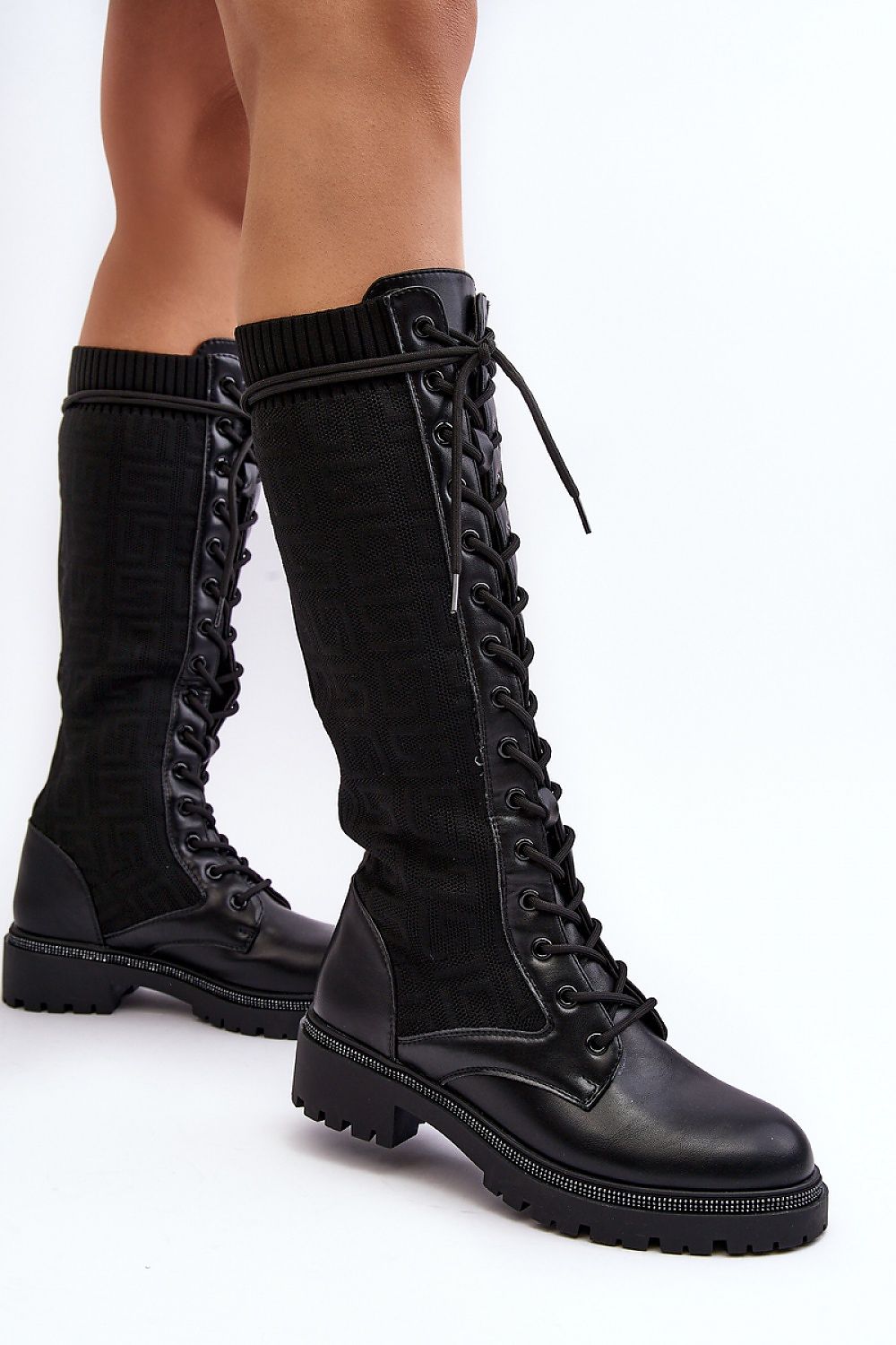 Women Thigh High Boots - Low Chunky Shoes