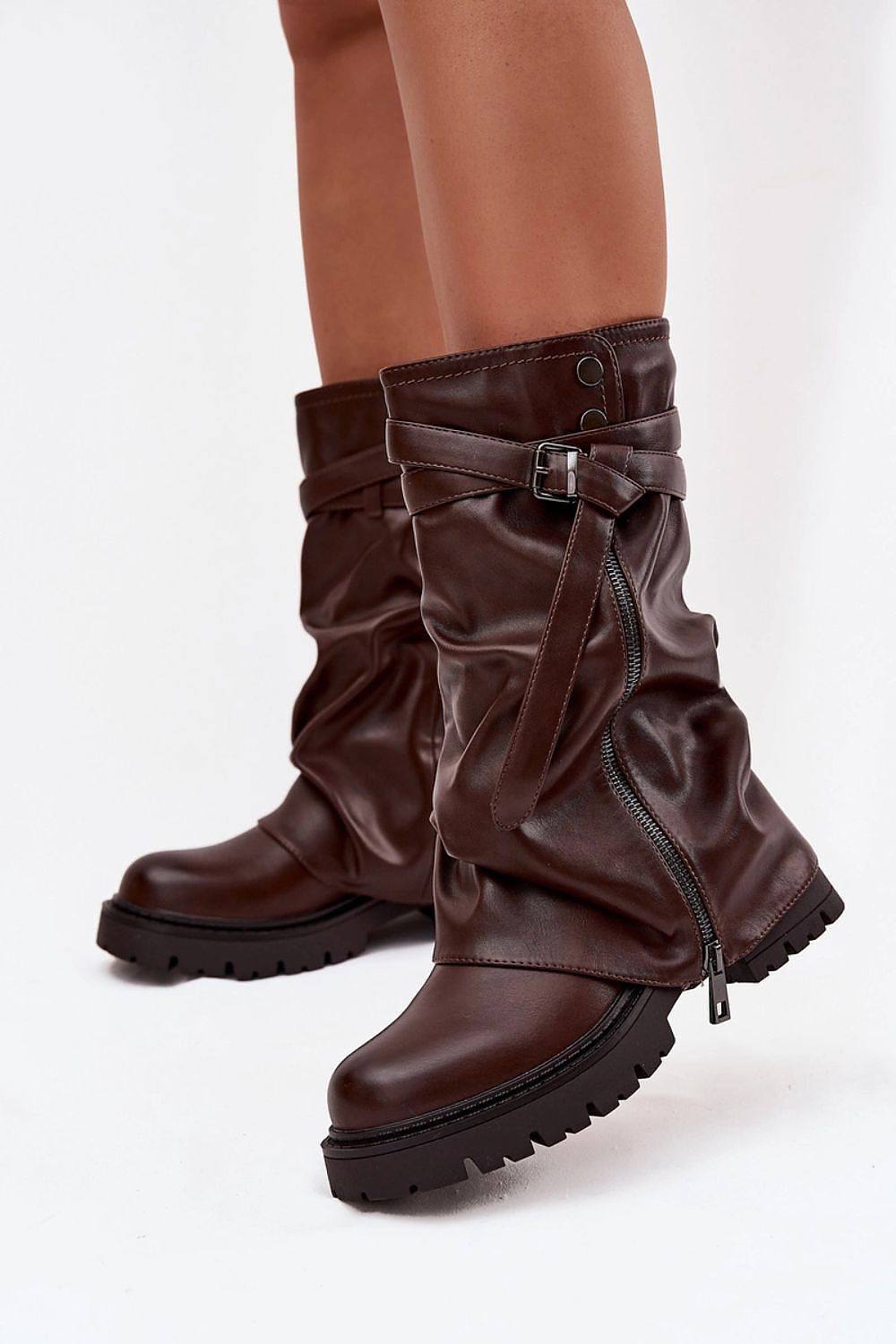 Women Thigh High Boots - Low Chunky Shoes