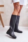 Women Thigh High Boots - Low Flat Shoes