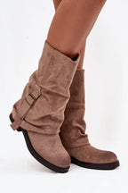 Women Thigh High Boots - Low Flat Shoes