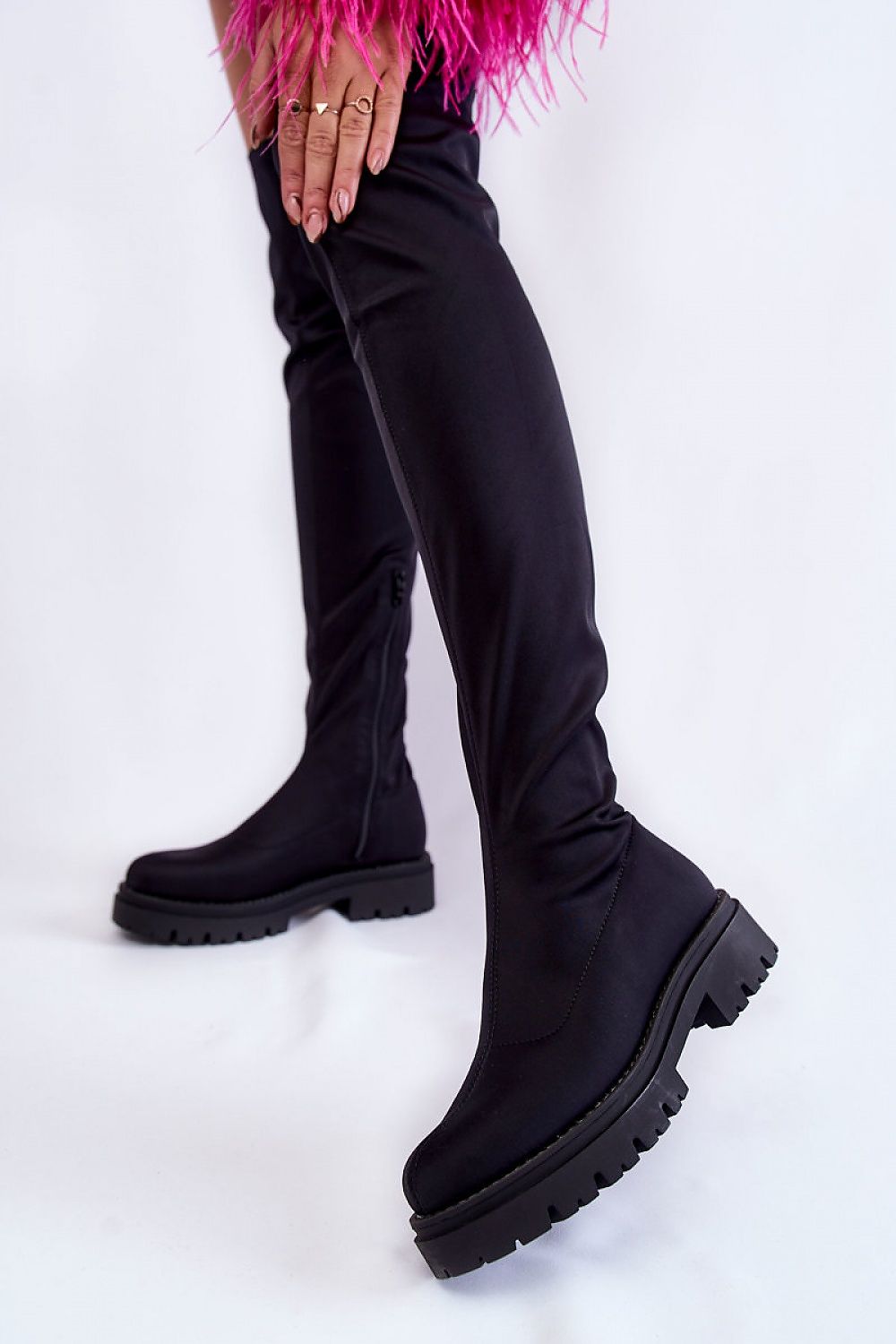 Women Thigh High Boots - Low Platform Shoes