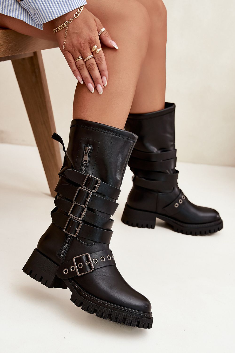 Women Thigh High Boots - Mid Block Shoes