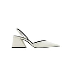 Women White Pointed Toe Ankle Strap Block Heel Shoes