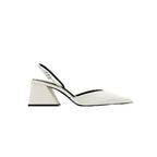 Women White Pointed Toe Ankle Strap Block Heel Shoes