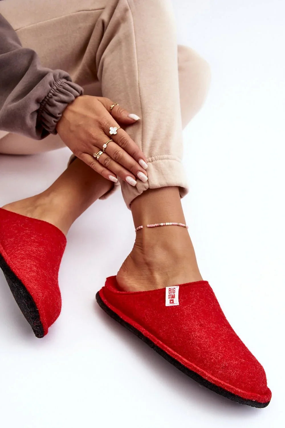 Women Wool Felt Winter Slippers