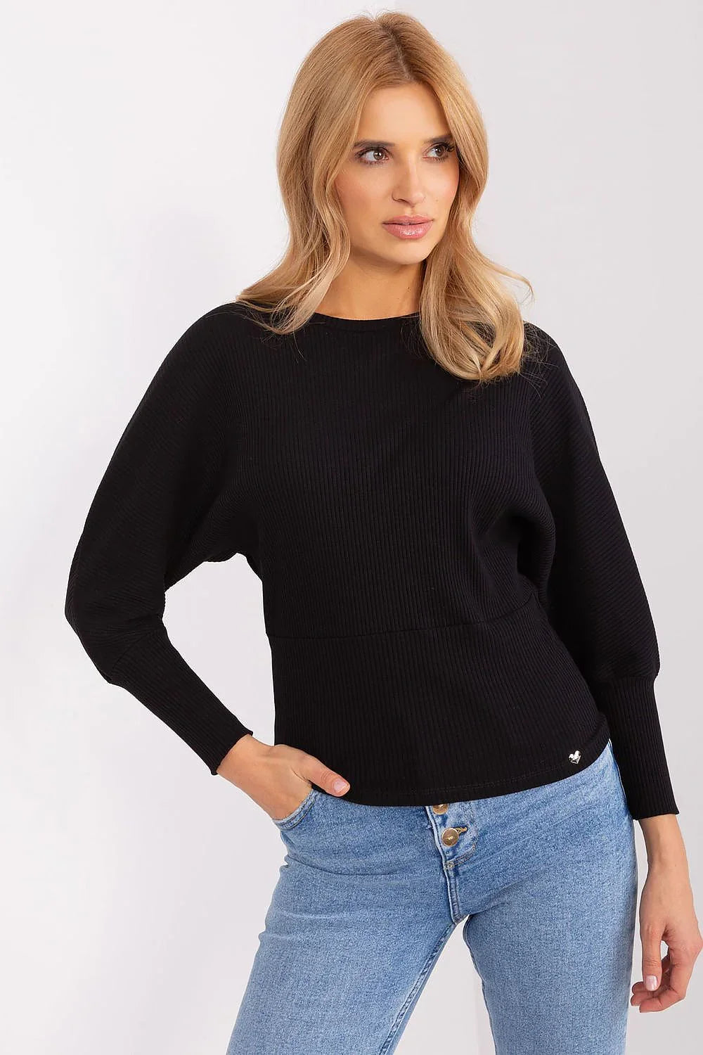 Women's Batwing-Sleeve Blouse - Textured Waist Length