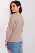 Women's Batwing-Sleeve Blouse - Textured Waist Length