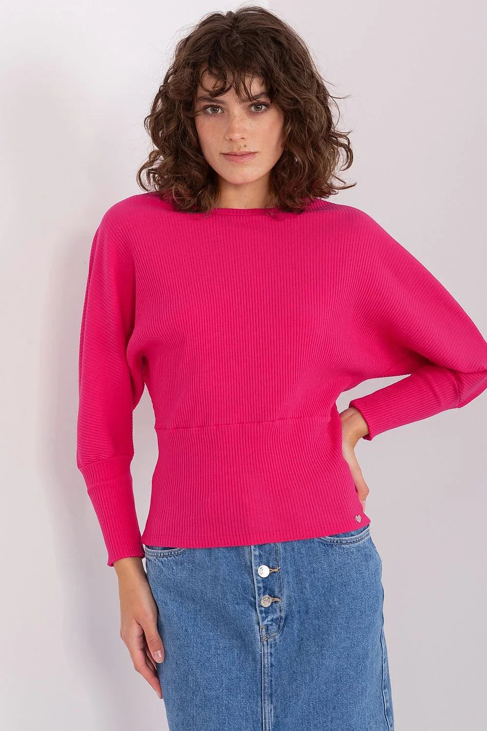 Women's Batwing-Sleeve Blouse - Textured Waist Length