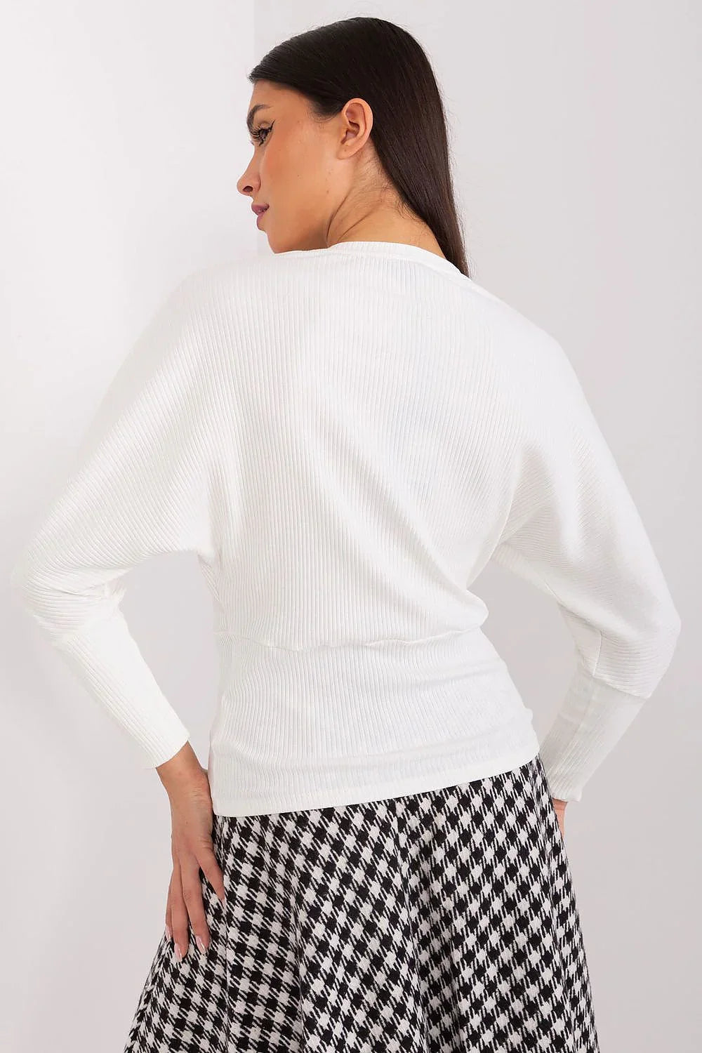 Women's Batwing-Sleeve Blouse - Textured Waist Length