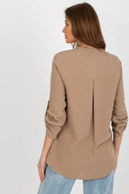 Women's Button-Down Blouse - Solid Hip Length